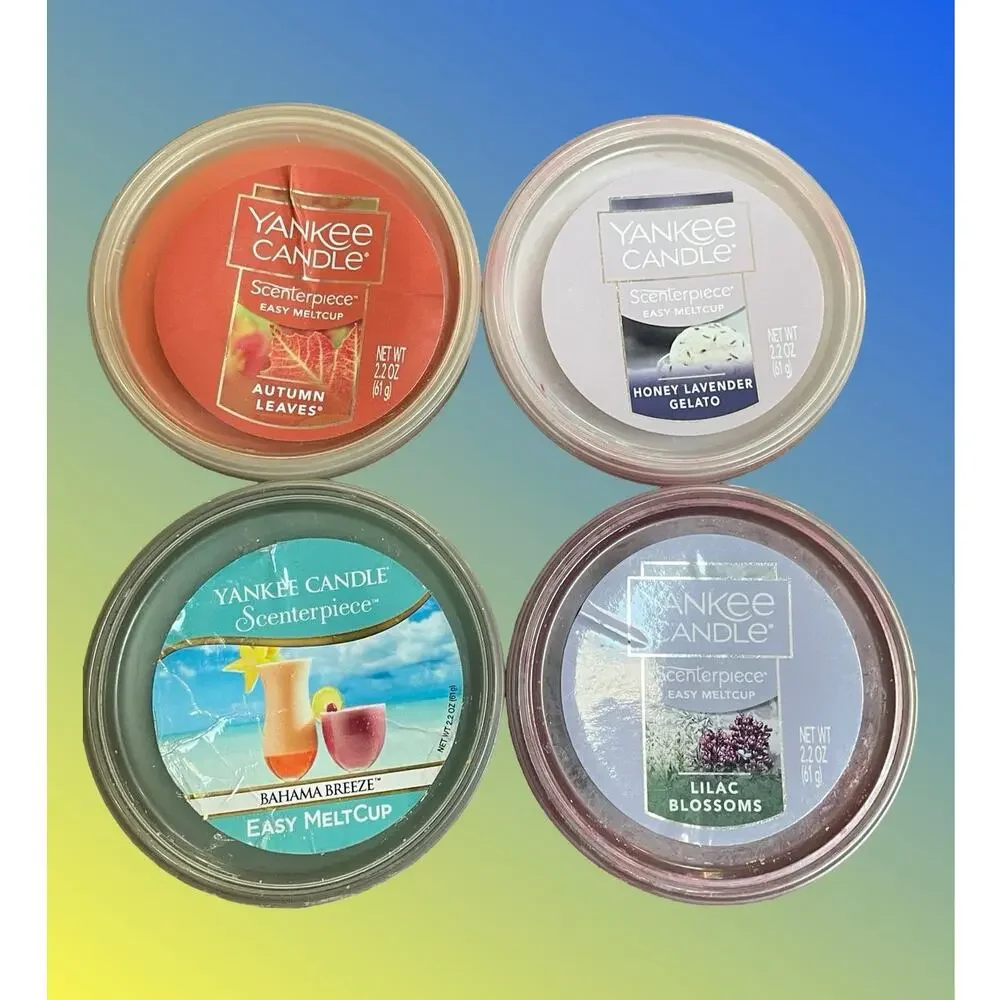 Lot of 4 Yankee Candle Scenterpiece Easy MeltCup Wax Melts Mixed Scent Bundle